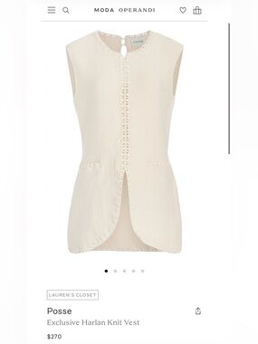 Posse Cream Knit Vest BNWT. XS